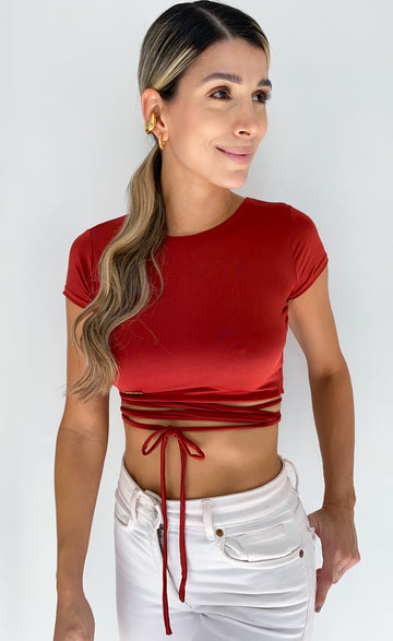 Blusa Manga Corta Escote Atras Tiras