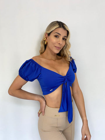 Blusa Corta Manga Corta Embombada Crotop