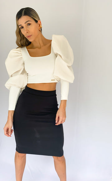 Blusa Corta Manga Larga Popelina Puno