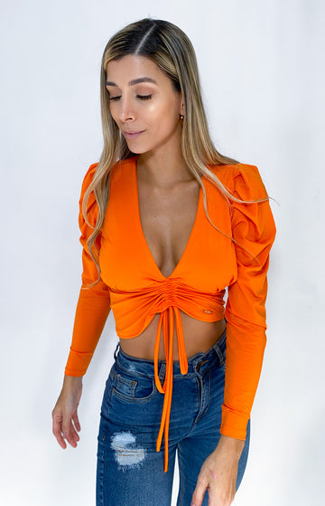 Blusa Manga Larga Runche En El Centro