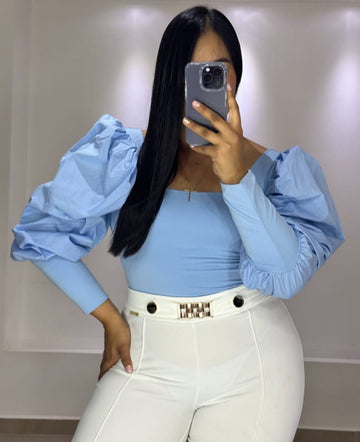Blusa Corta Manga Larga Popelina Plus