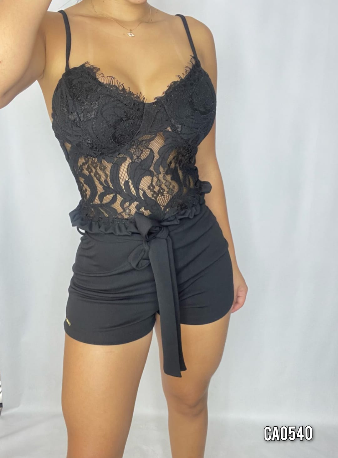 Enterizo Corto Dama Copas Encaje