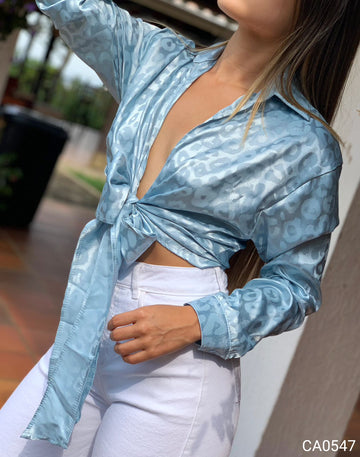 Camisera amarrar satín manchas