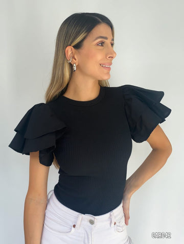 Body Rib Manga Corta Popelina Bolero