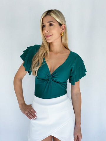 Blusa Manga Corta Boleros Nudo Centro