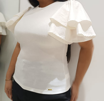 Blusa Rib Manga 2 Boleros Popelina