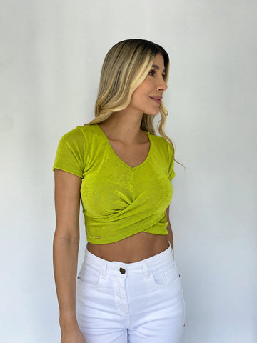 Blusa Manga Corta Cruzada Cuello V