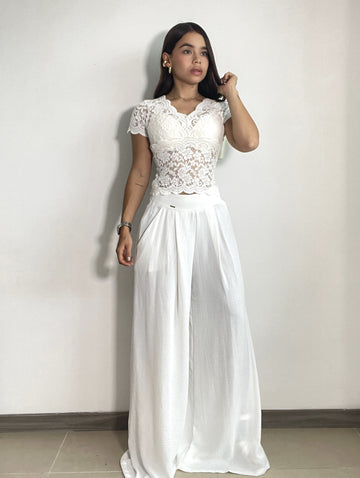 Blusa Manga Corta Blonda