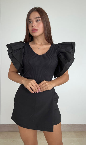 Blusa Cuello V Manga Boleros