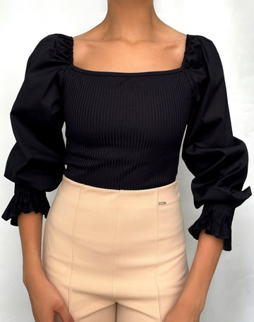 Blusa Strapless Manga Larga