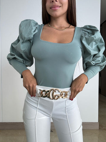 Blusa Larga Manga Larga Englobada