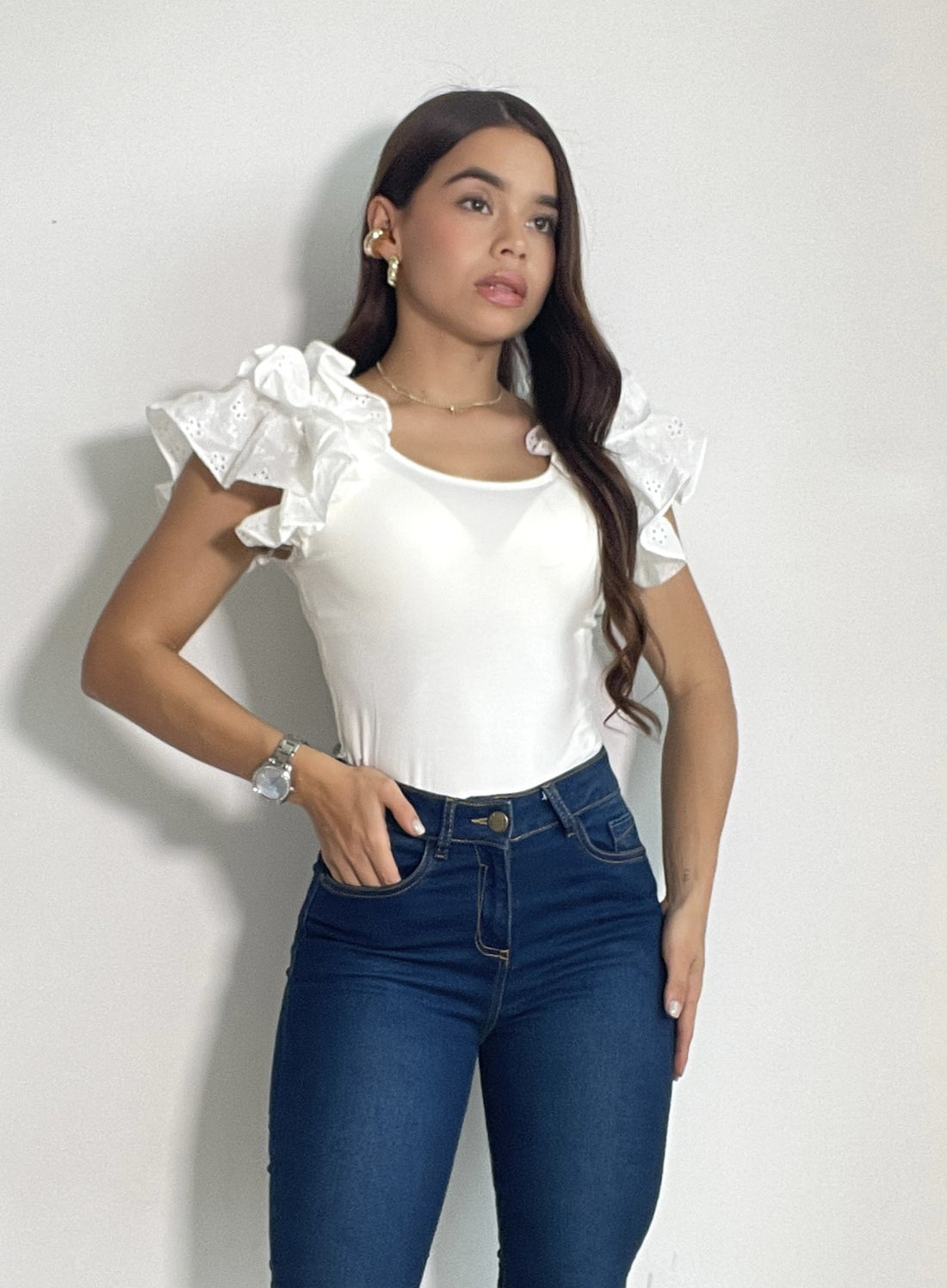 Blusa Cuello Redondo Manga Sisa Hojarota