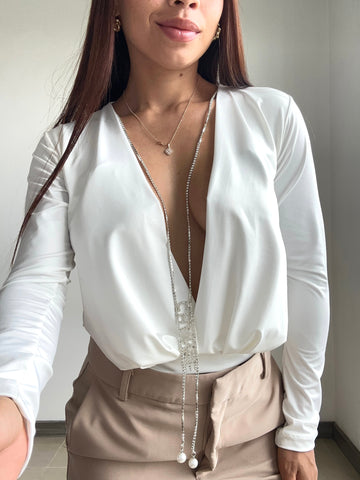 Blusa Manga Larga Escote En V Profundo