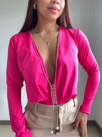 Blusa Manga Larga Escote En V Profundo