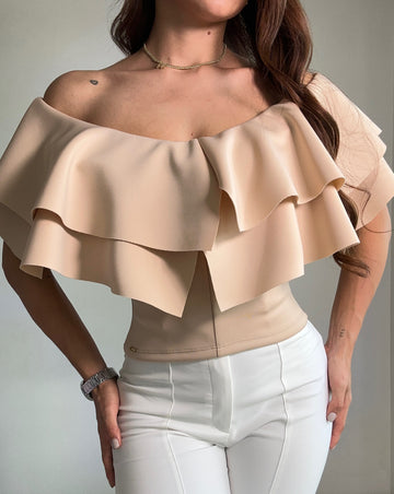 Blusa Corta Cuello En U Dos Boleros