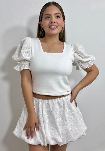 Blusa Manga Corta En Hoja Rota