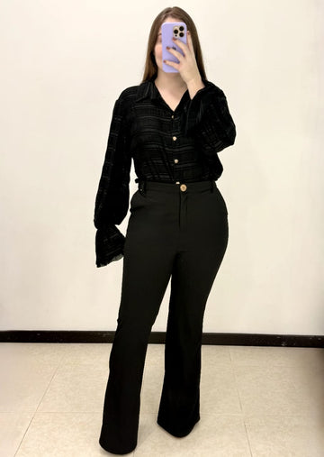 Pantalon Bota Ancha Con Bolsillos Plus