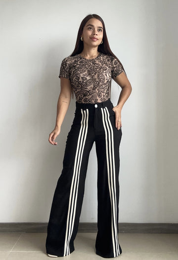 Pantalon Estilo Deportivo Con Rayas