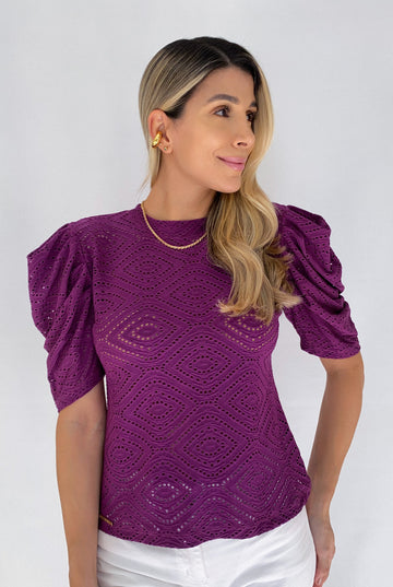 Blusa Hoja Rota Manga Corta Bombacha