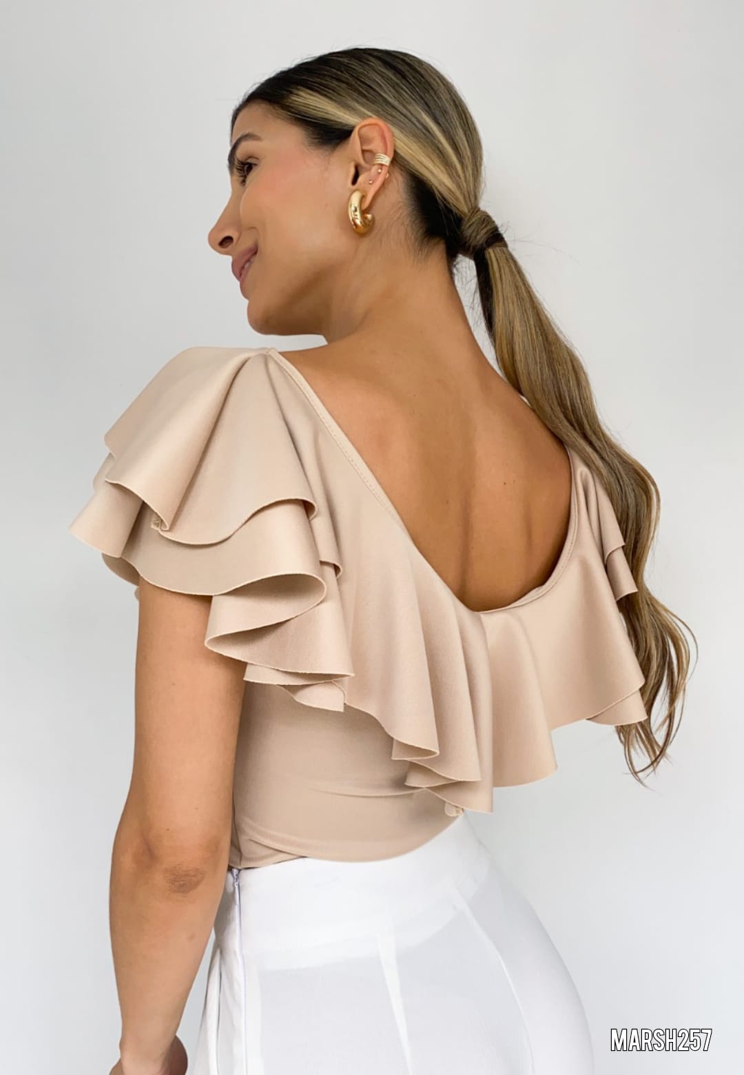 Blusa Manga Sisa Cuello V Con Boleros