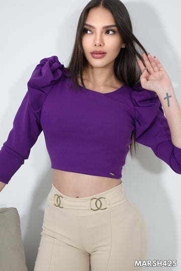 Blusa Corta Manga Zurcida Bombacha