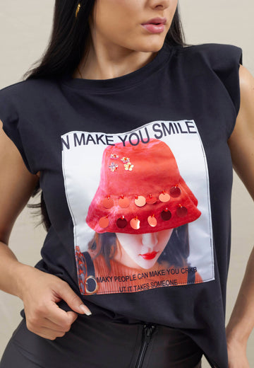 Blusa Hombreras Aplique