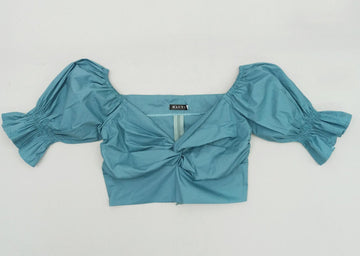 Blusa Popelina Manga 3/4 Nudo
