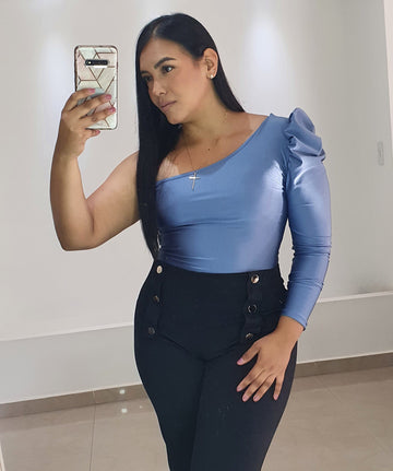 Body Asimetrico Manga Bombacha Plus