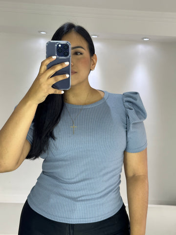 Blusa Manga Corta Rib Globo Plus