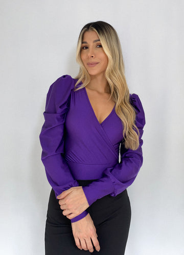 Body Manga Larga Cruzado Destellante