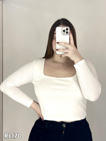 Blusa Manga Larga Escote Cuadrado Plus