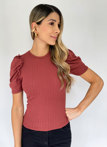 Blusa Manga Corta Rib Bolero Corto