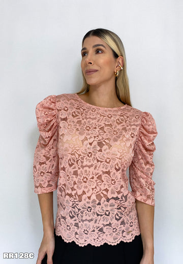 Blusa Blonda Manga Corta Bombacha