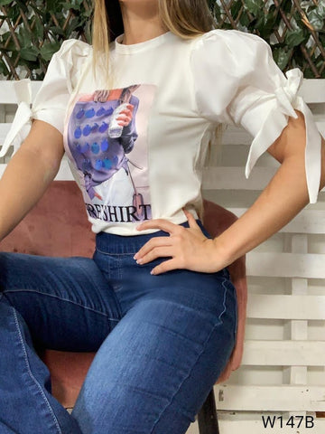 Blusa Manga 3/4 Aplique Greyshirt