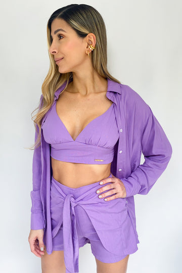 Conjunto 2 Piezas Short Amarras Crop Top