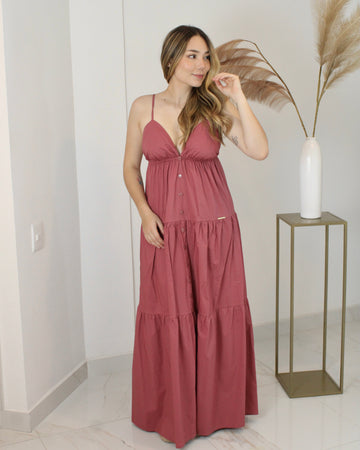 Vestido Largo De Tiras Cuello V