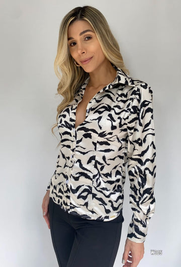 Camisera Manga Larga Estampado Cebra