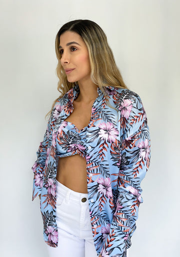 Camisera Con Crop Top Estampada
