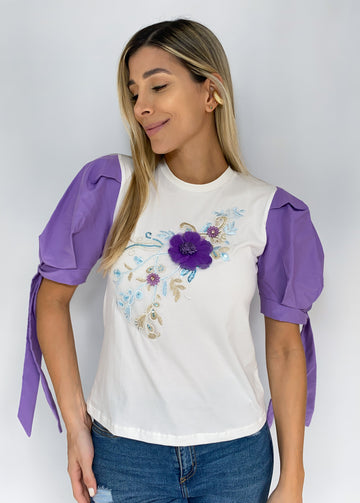 Blusa Manga Corta Popelina Amarrar
