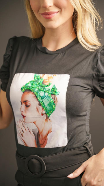 Blusa manga corta aplique