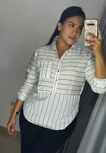 Blusa Manga Larga Rayas Botón