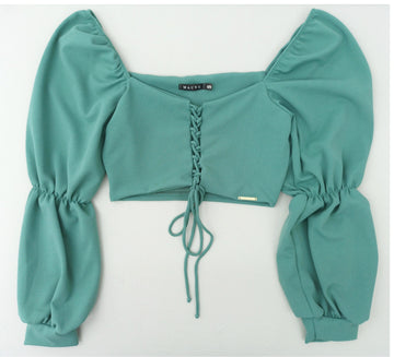 Blusa Manga Larga Escote Cruzado