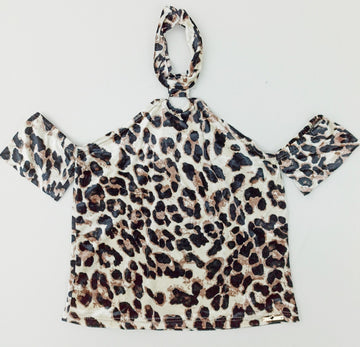Blusa gamuza print cuello alto