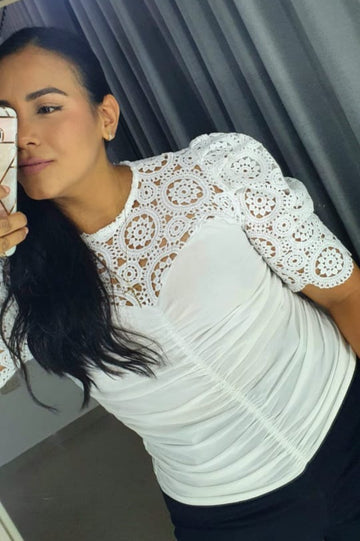 Blusa Manga Bombacha Bipiure Zurcida