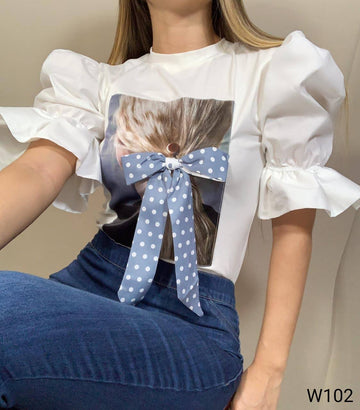 Blusa Manga Corta Aplique