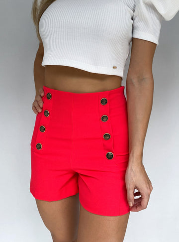 Short botones tiro alto