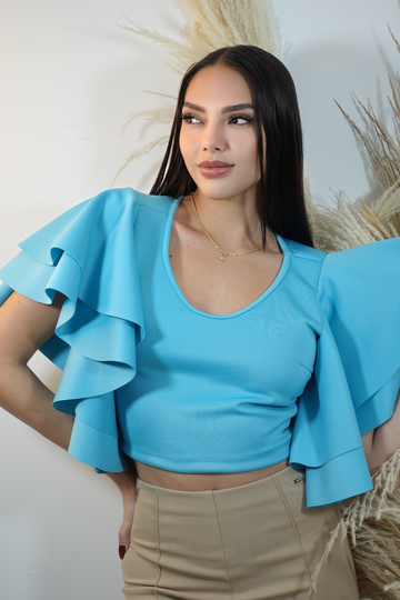 Blusa cuello v manga 2 boleros