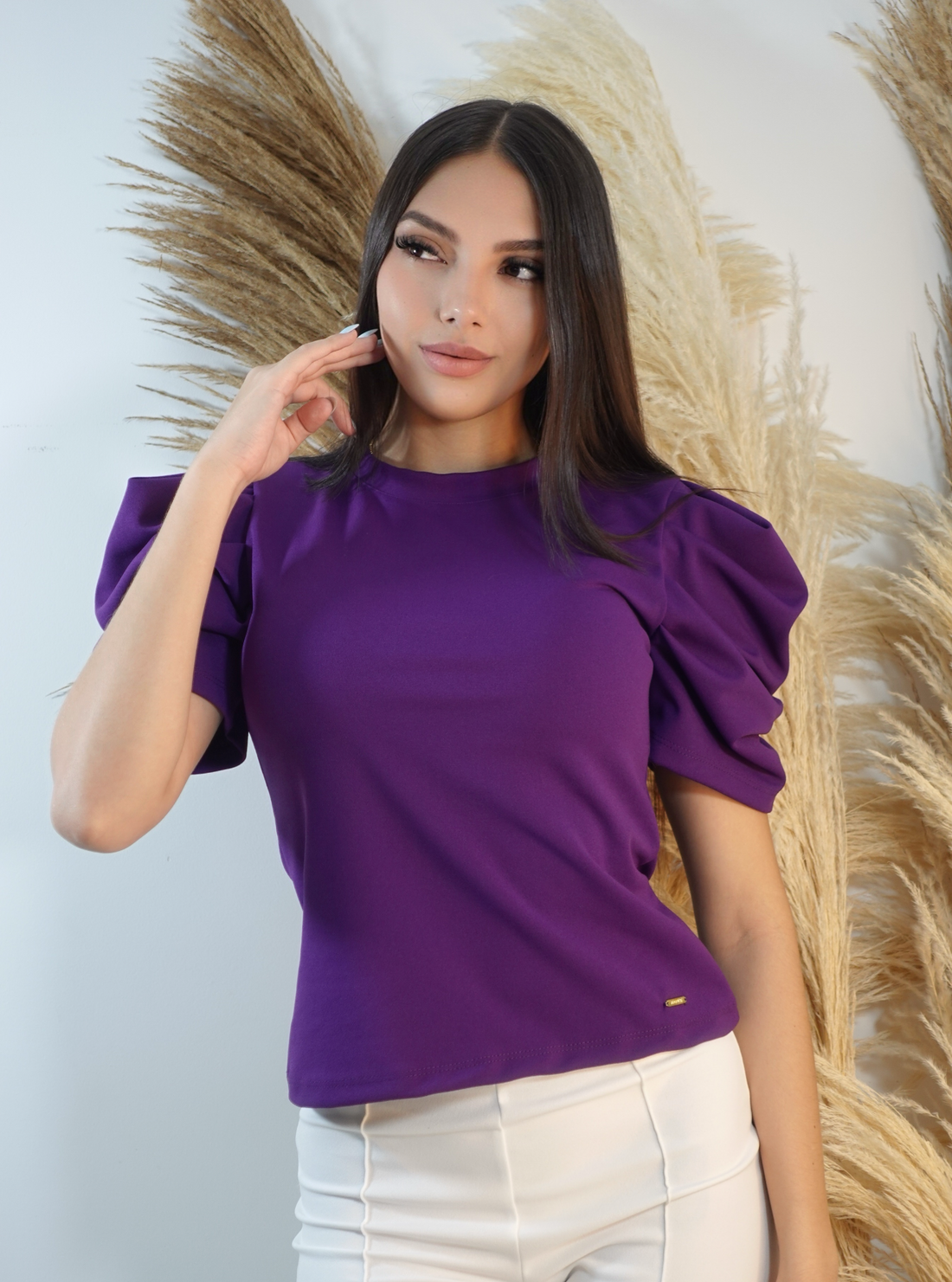 Blusa manga bombacha 3/4 unicolor