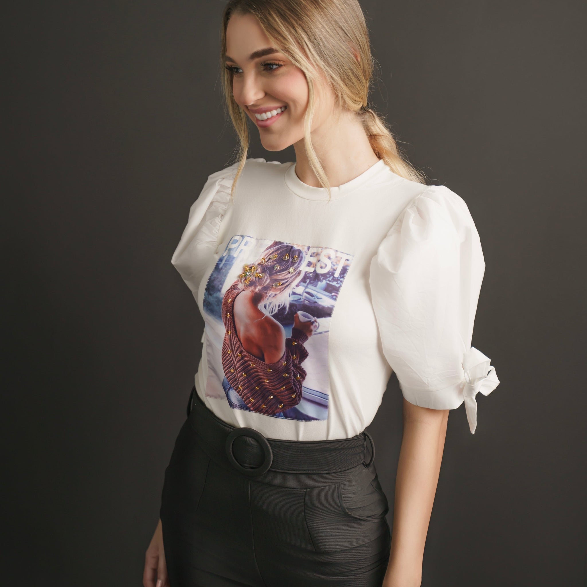 Blusa Manga Popelina Aplique