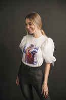 Blusa Manga Popelina Aplique